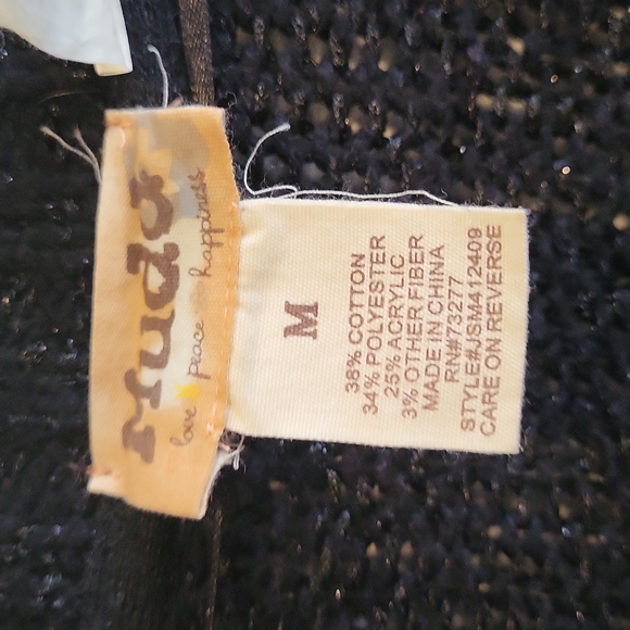 MUDD Sweater Medium V Neck P Black Metallic Sequined Pullover Knit - Picture 4 of 5